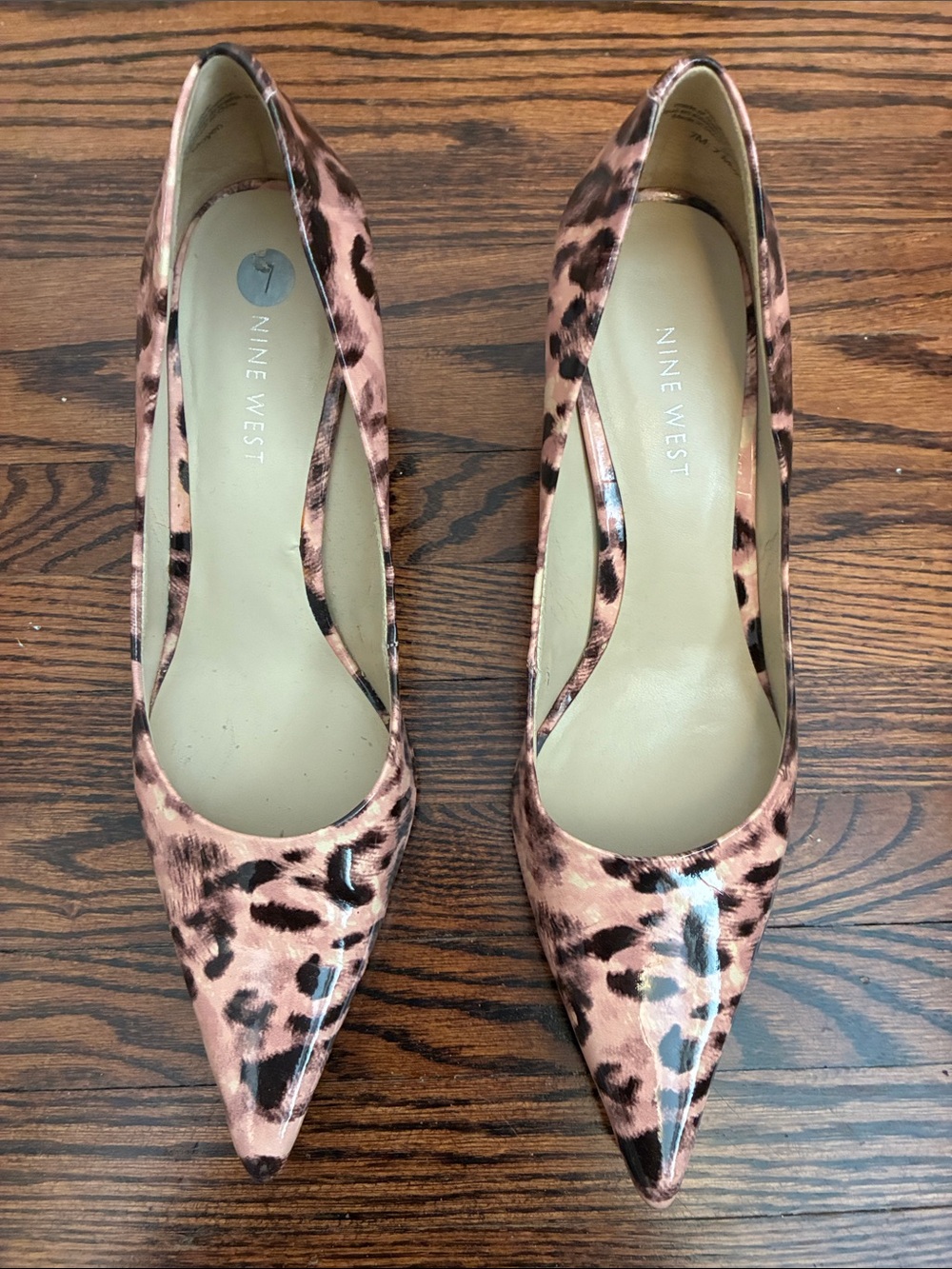 Nine West Leopard-Print Pointed Toe Pumps in Pink and Black size 7